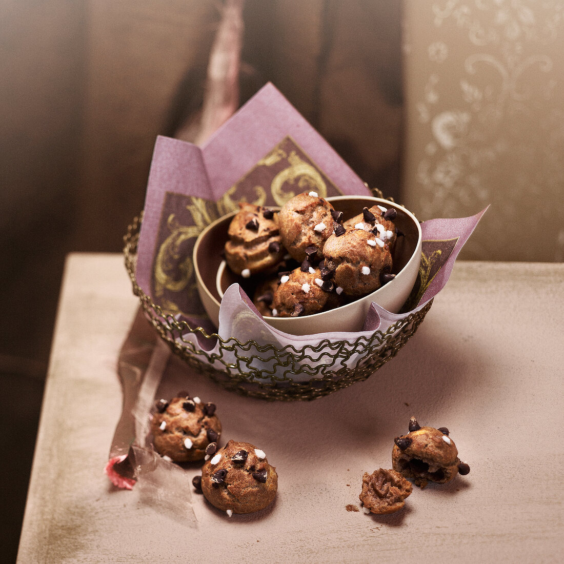 Chocolate and sugar Chouquettes