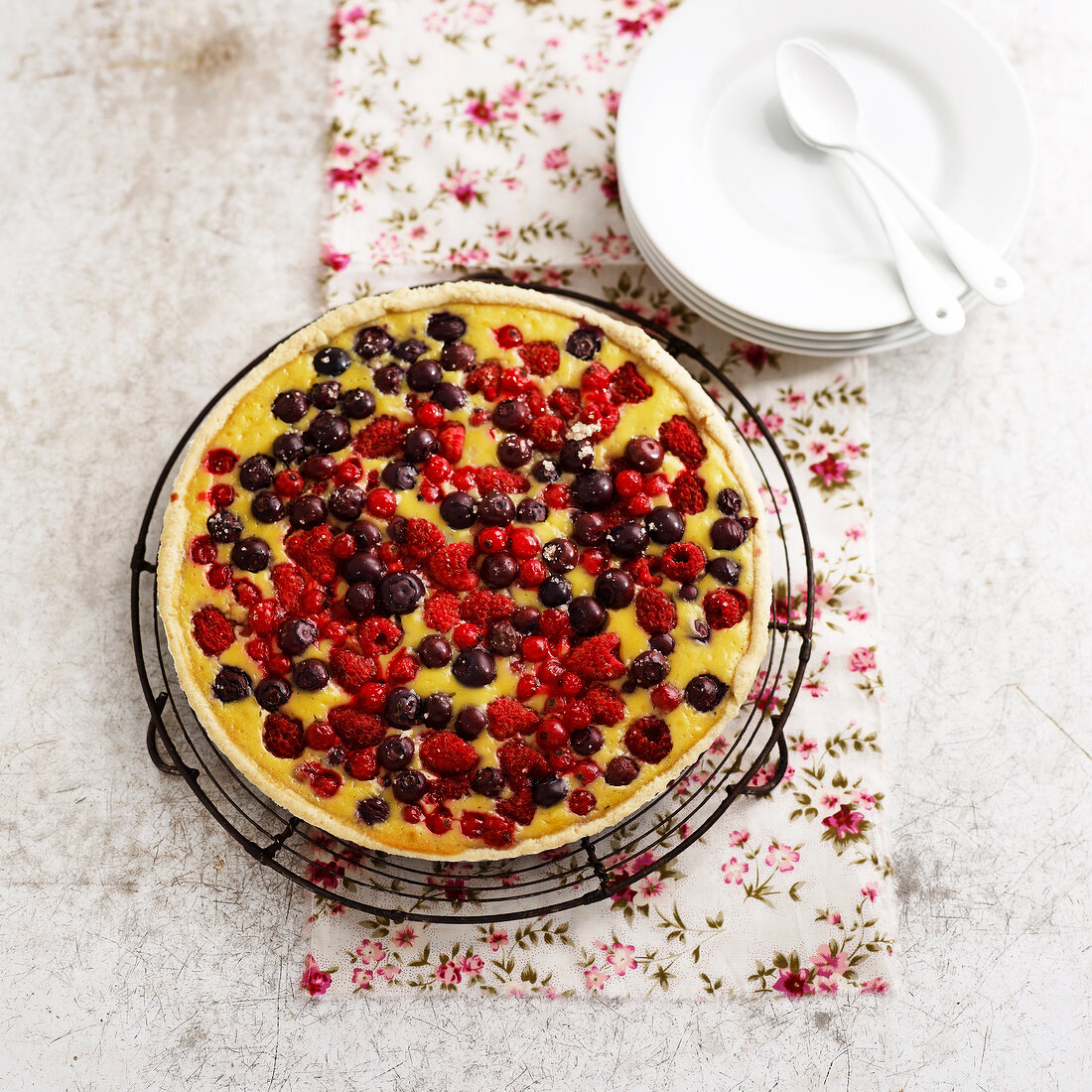 Ricotta and summer fruit pie