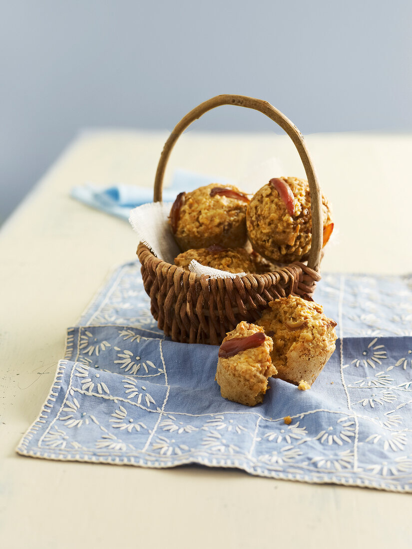 Basket of date and orange muffins