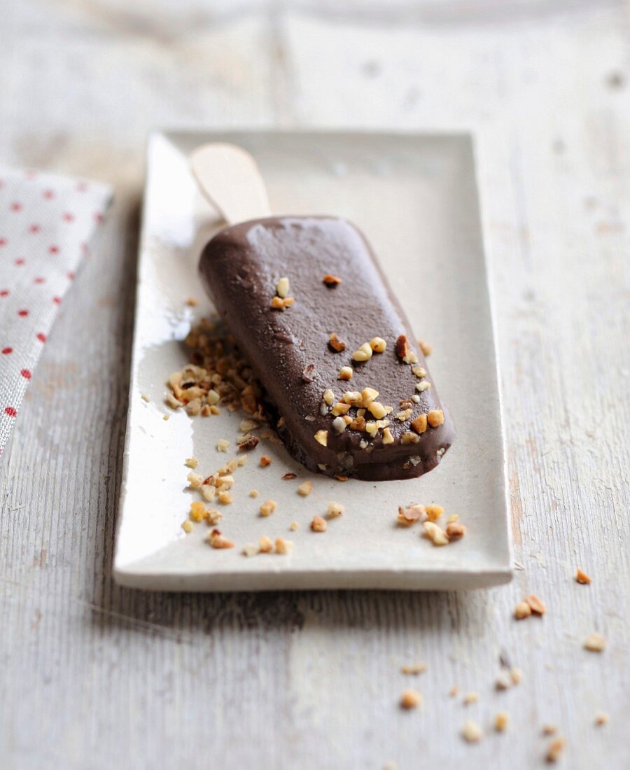 chocolate and crushed almond ice cream bar