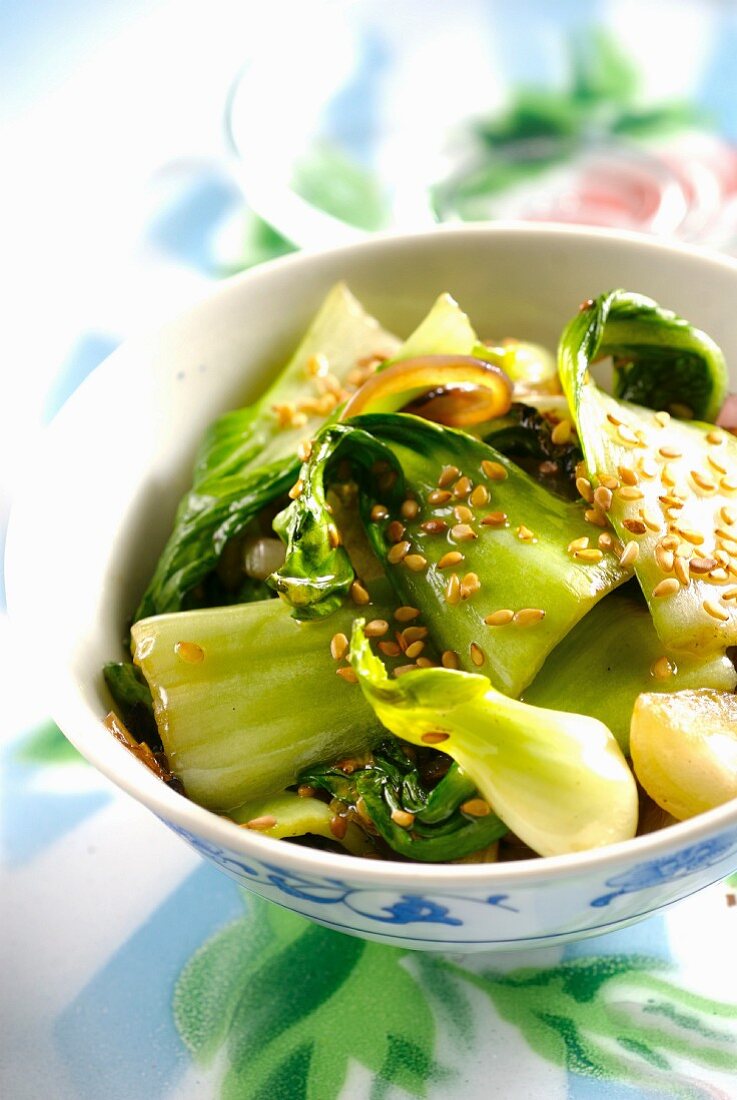 Pak-choi sauteed with sesame seed oil