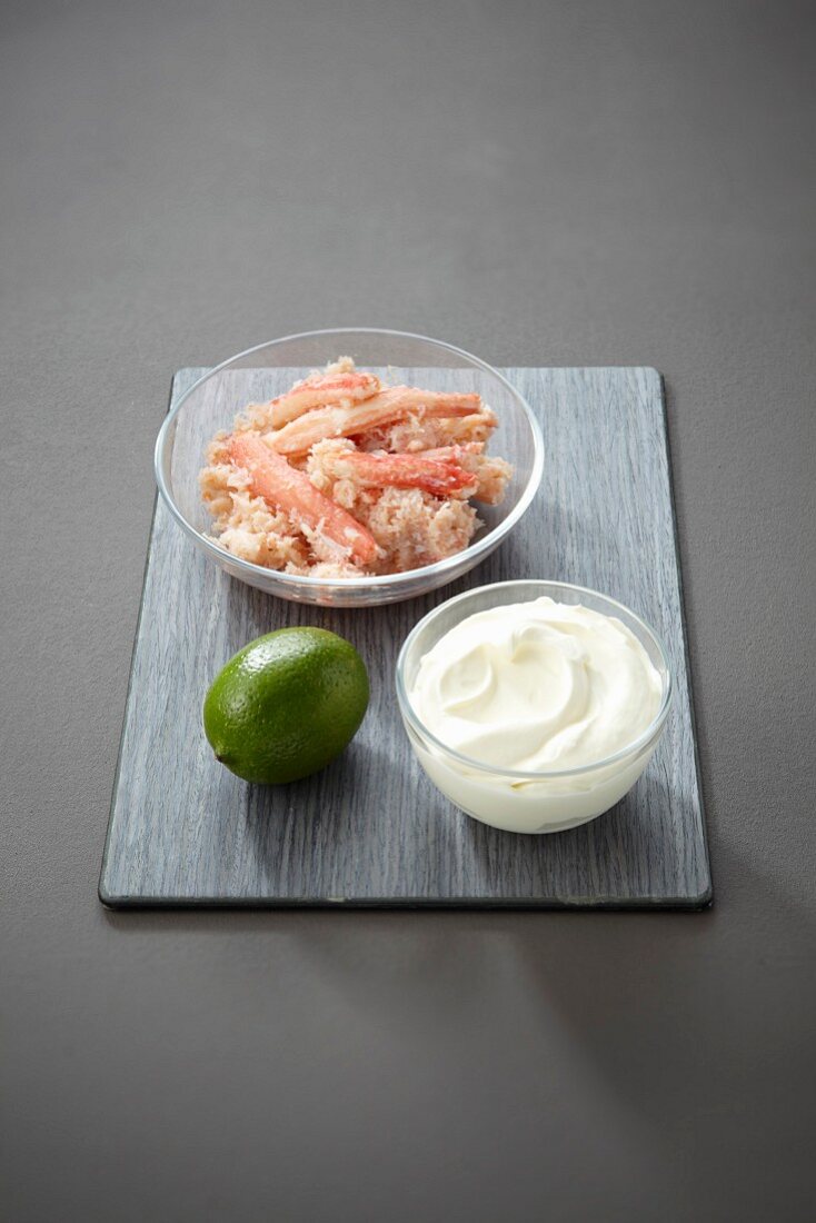 Ingredients for a crab and lime soufflé