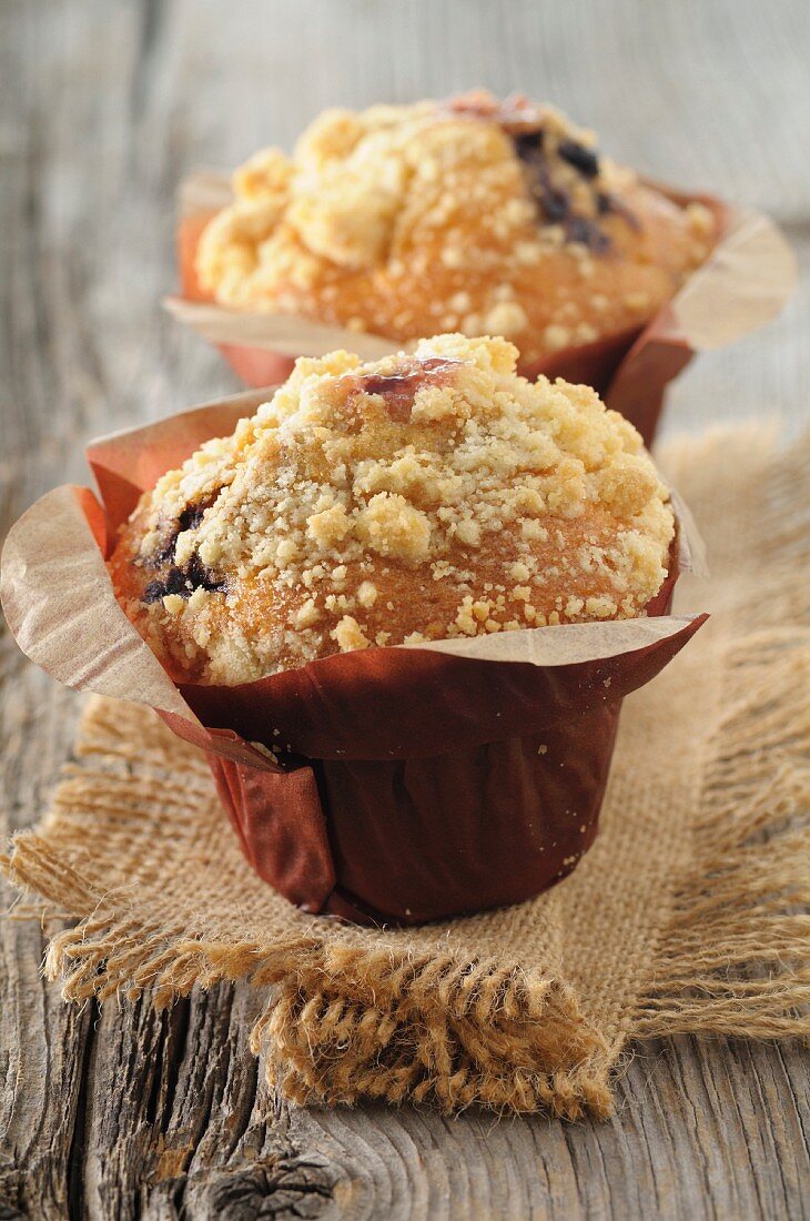 Crumble-style summer fruit muffins