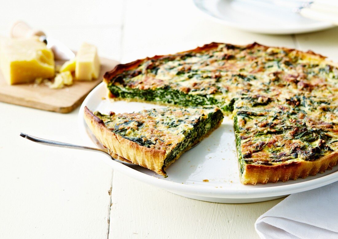 Spinach and parmesan quiche