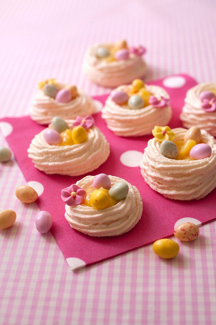 Meringue and lemon curs Easter nests