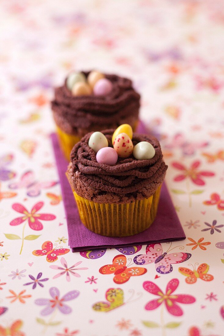 Easter chocolate cupcake nests