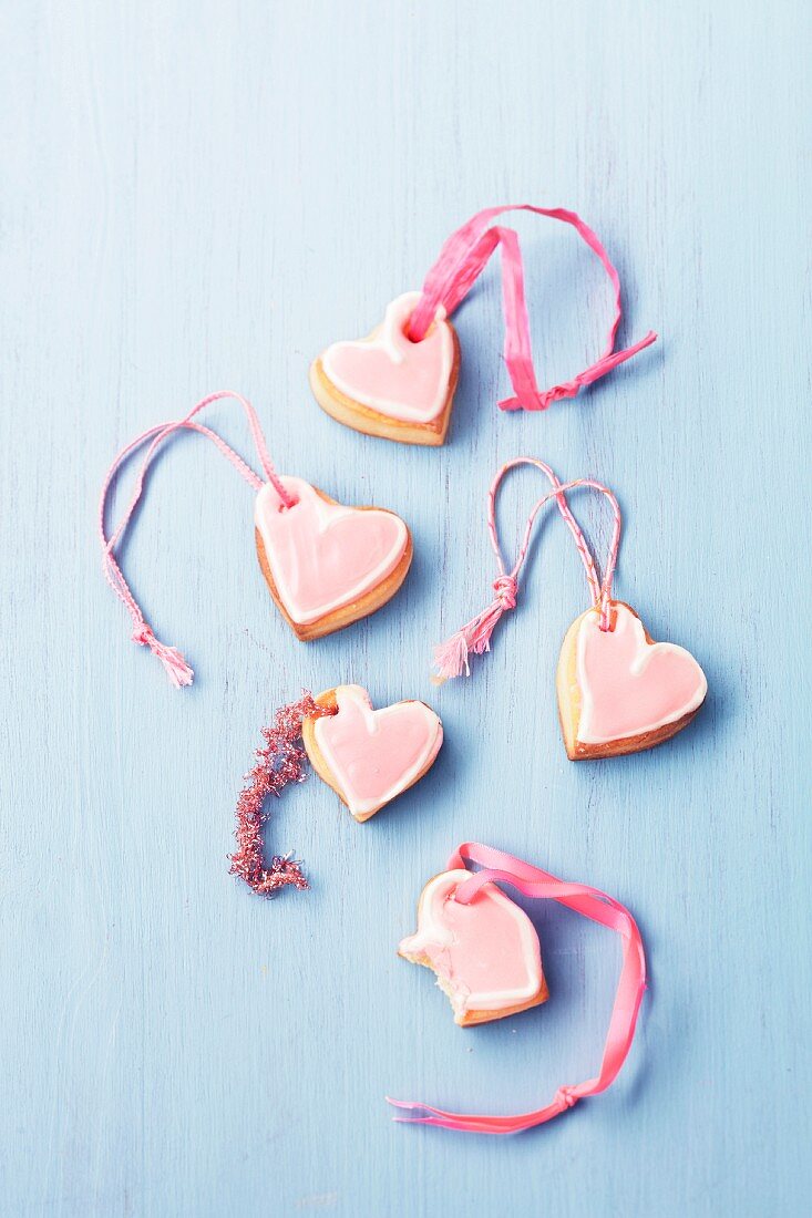 Heart-shaped frosted shortbreads