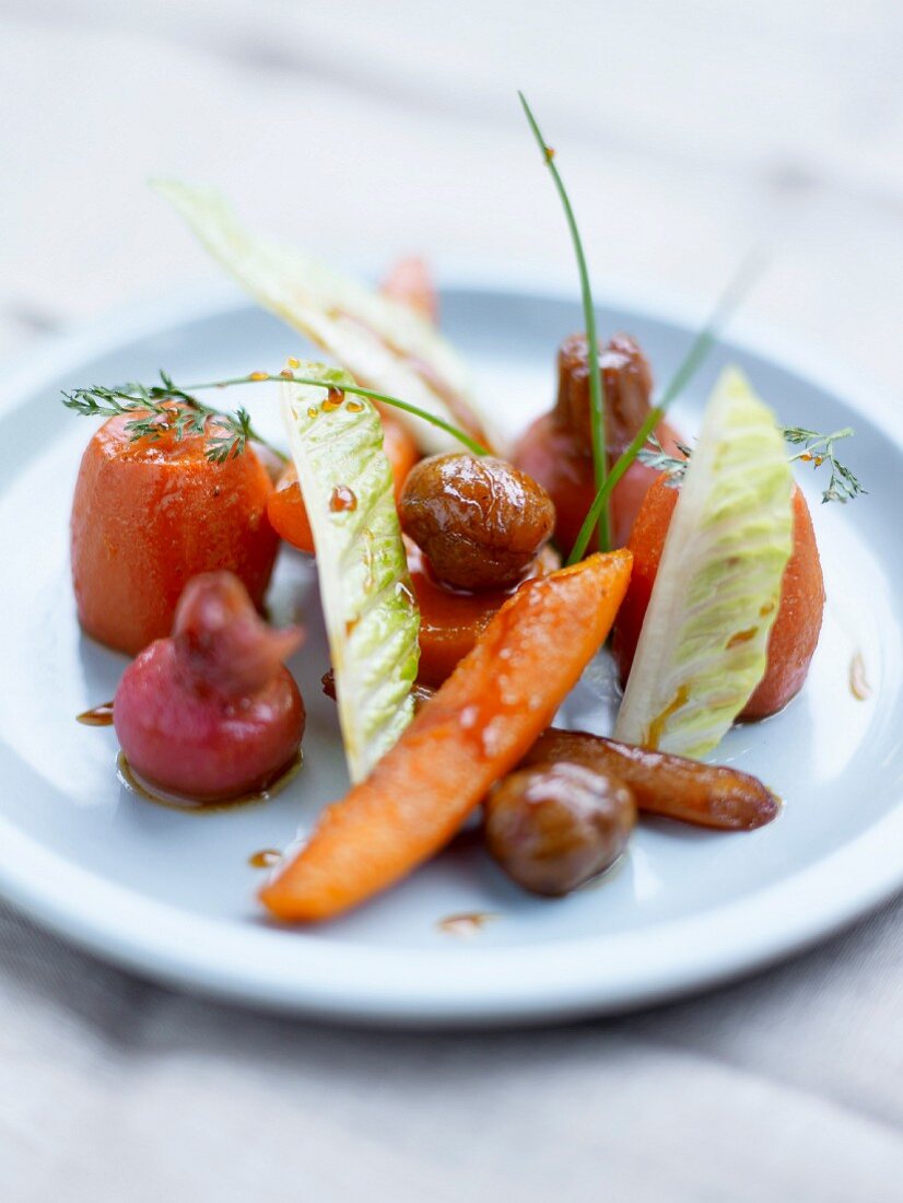 Spicy honey and coffee vegetable fricassee