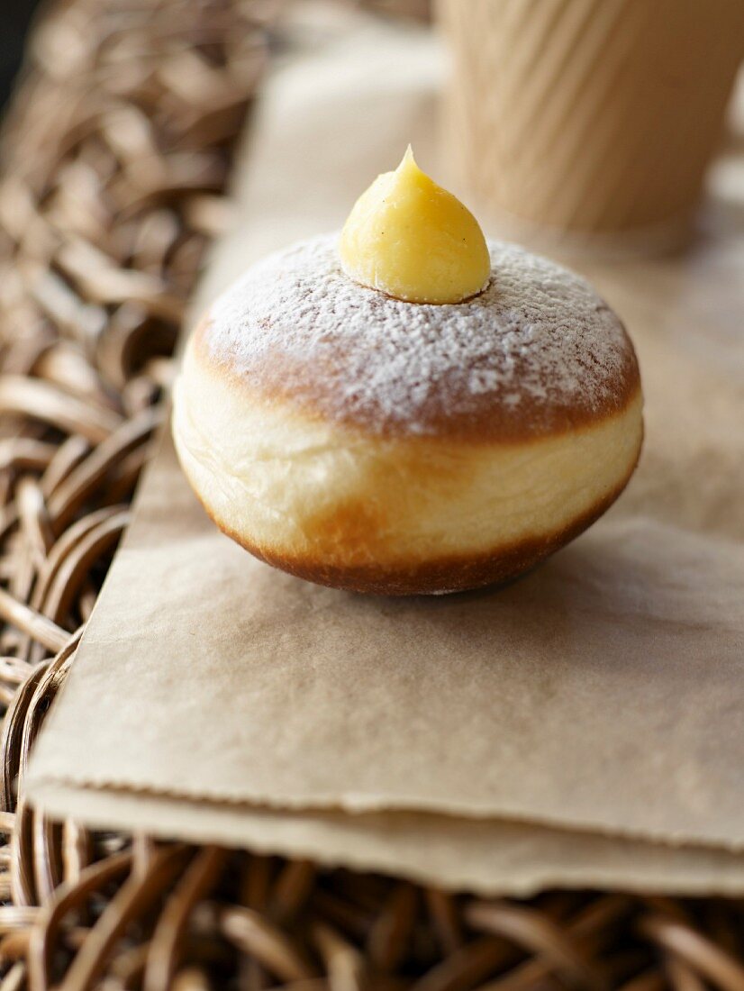Donut with vanilla-flavored cream filling