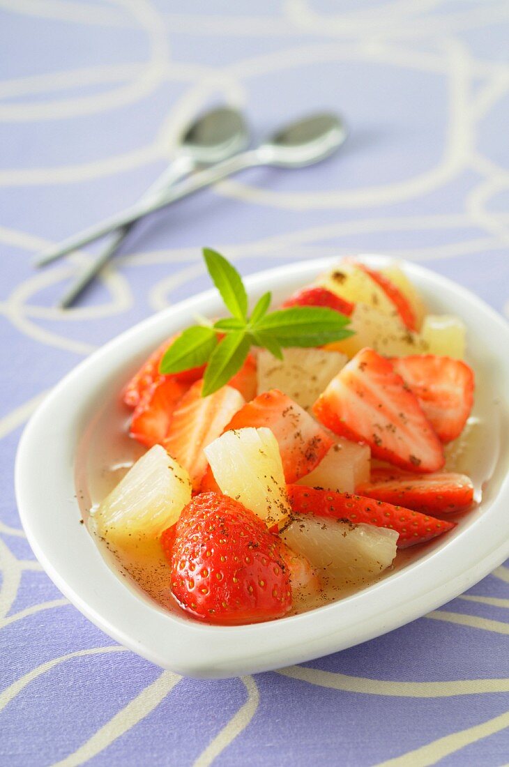 Pineapple and strawberry fruit salad