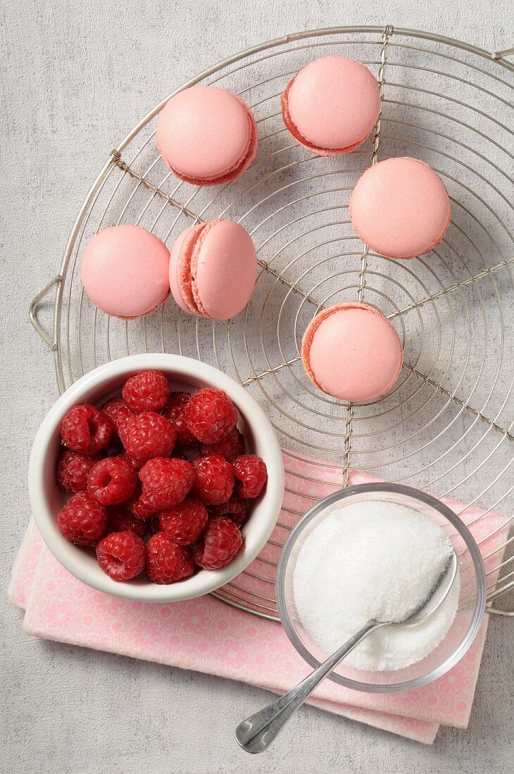 Raspberry macaroons