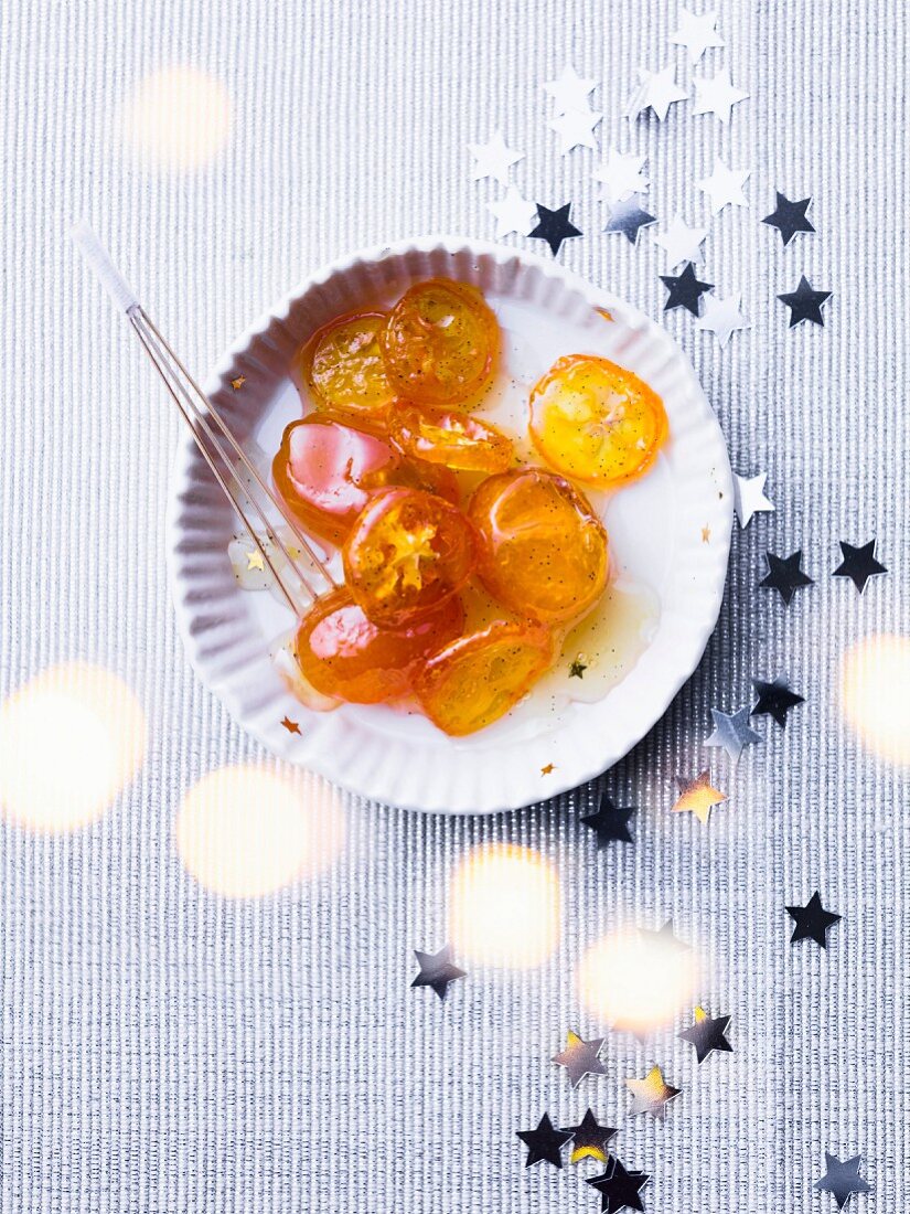 Kandierte Kumquats mit Honig und Vanille