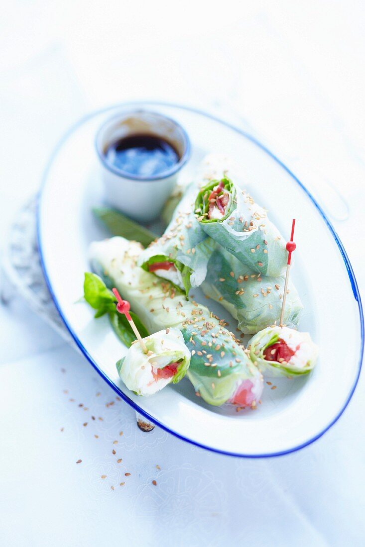 Italian spring rolls with basil