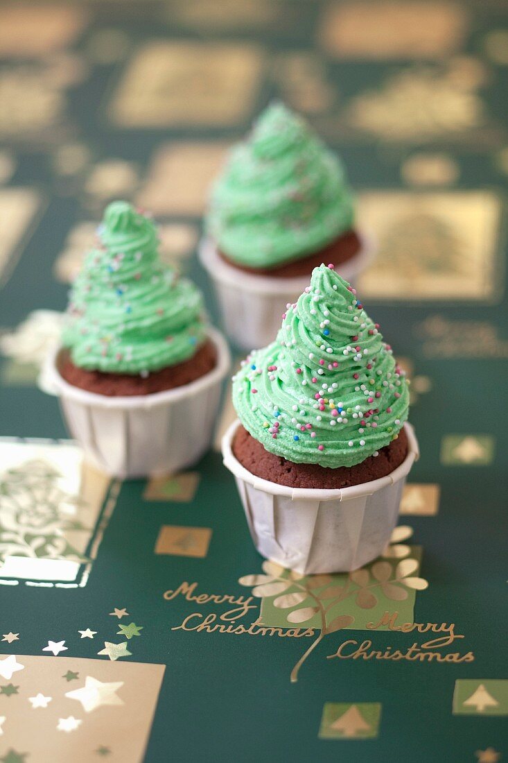 Cupcakes mit Christbäumchen