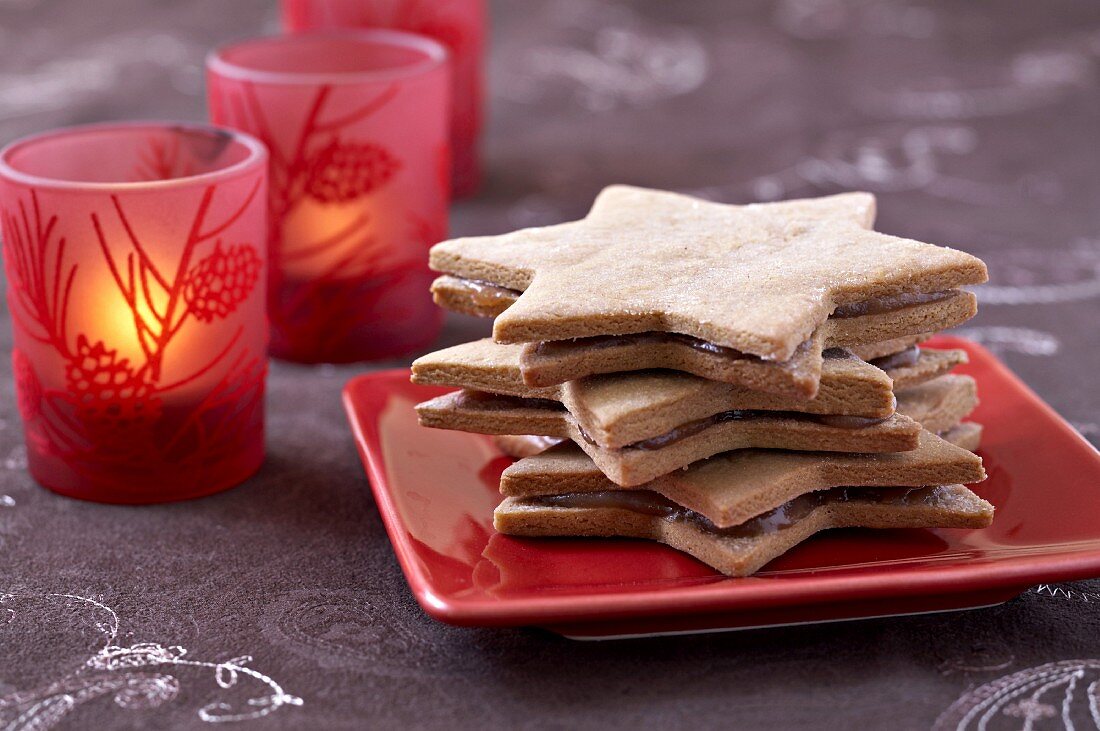 Weihnachtliche Zimtsterne mit Kastaniencreme