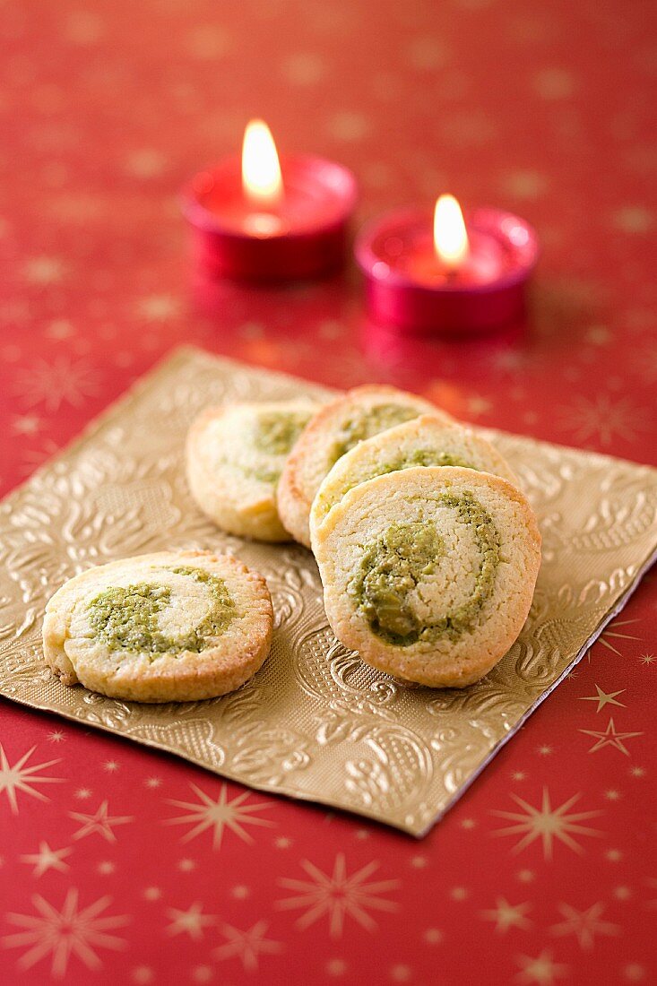 Pistachio spiral shortbreads