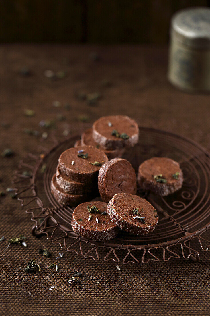 Chocolate and lavender tea biscuits