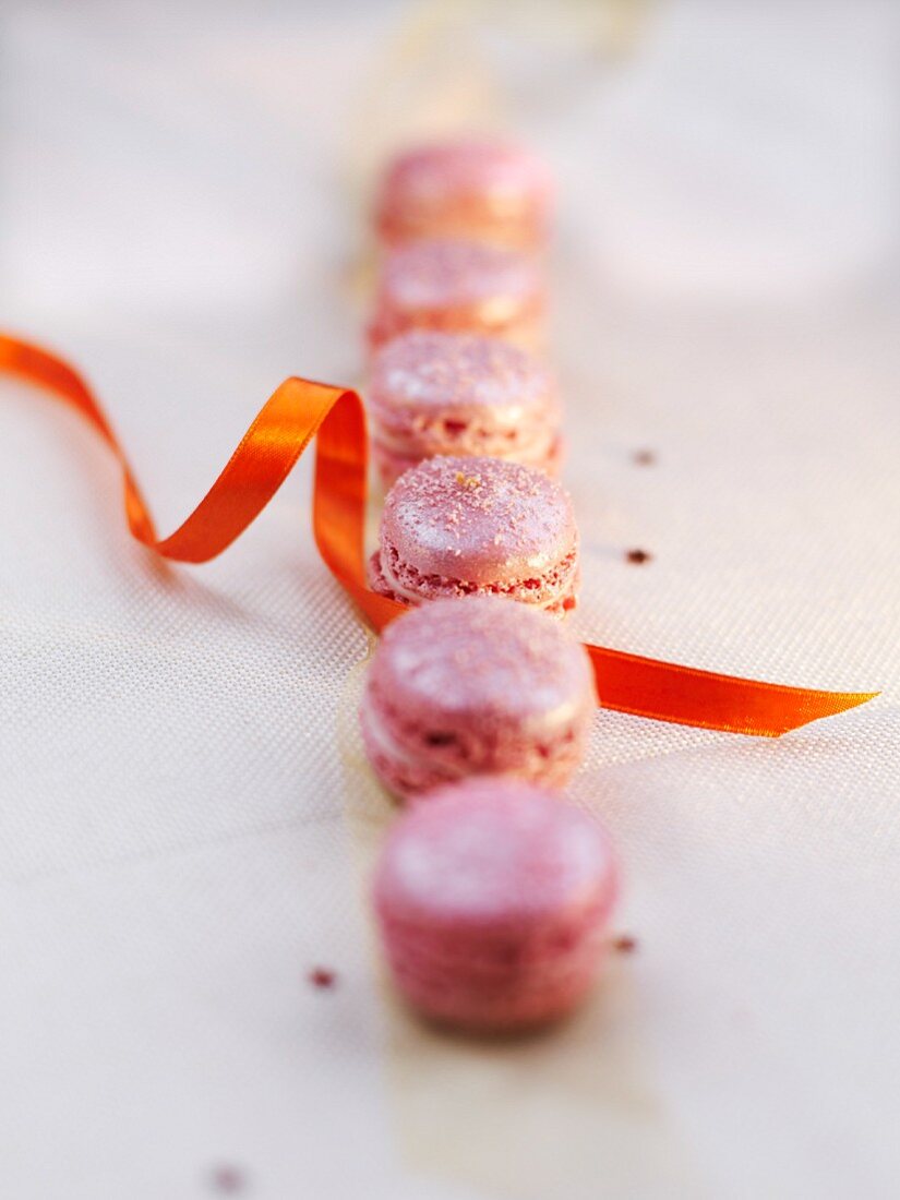 Pink Champagne and raspberry iridescent macaroons