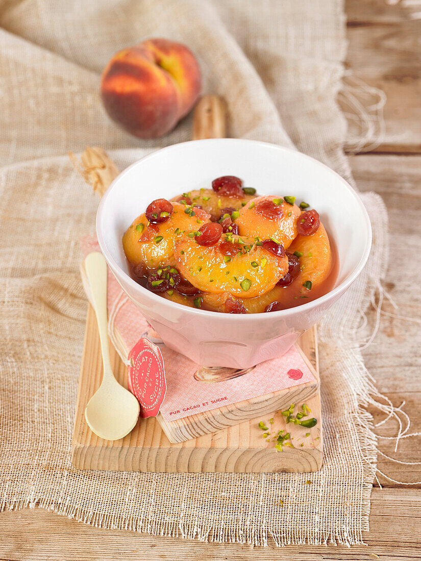 Peach and cranberry compote