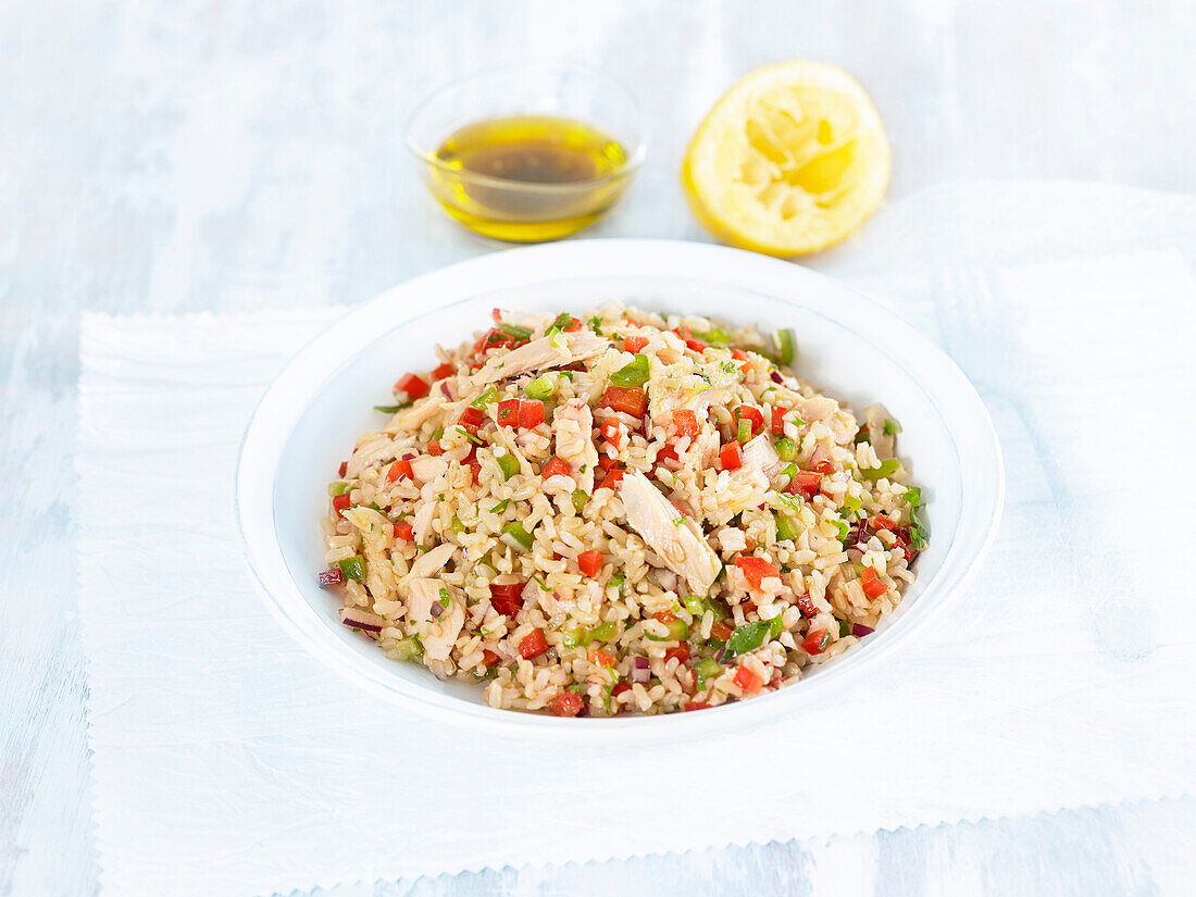 Rice Salad with Tuna and Small Vegetables
