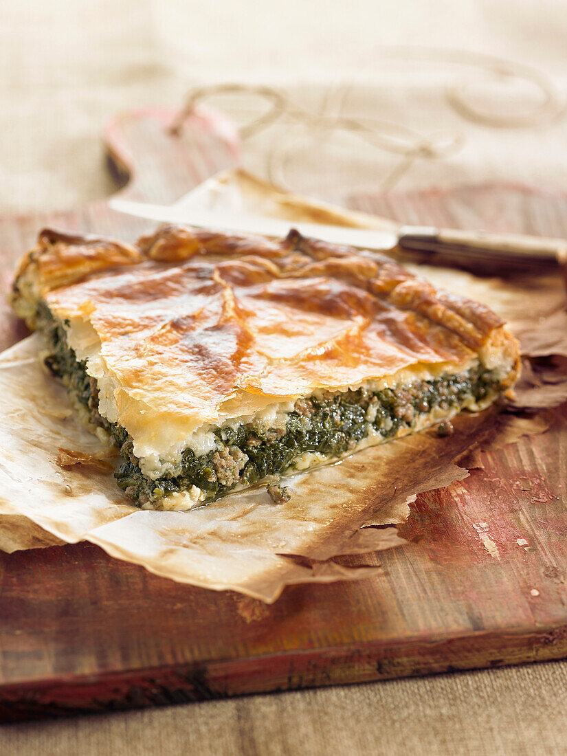 Spinach and meat pie