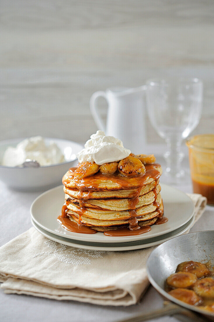 Banoffee-style pancakes