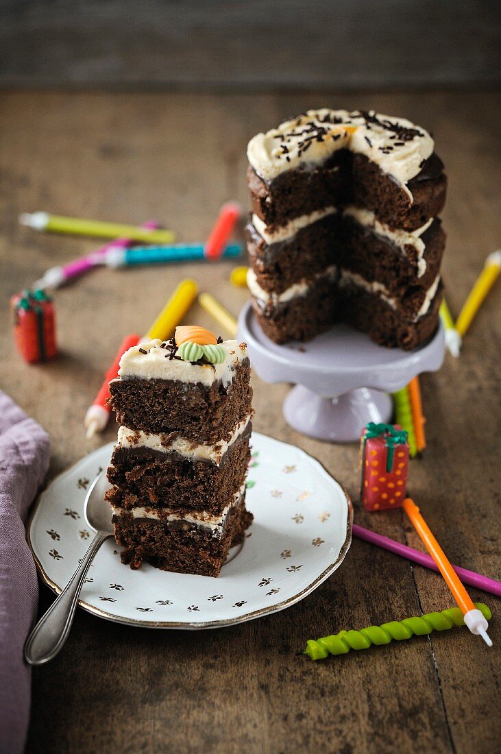 Carrot and chocolate layer cake