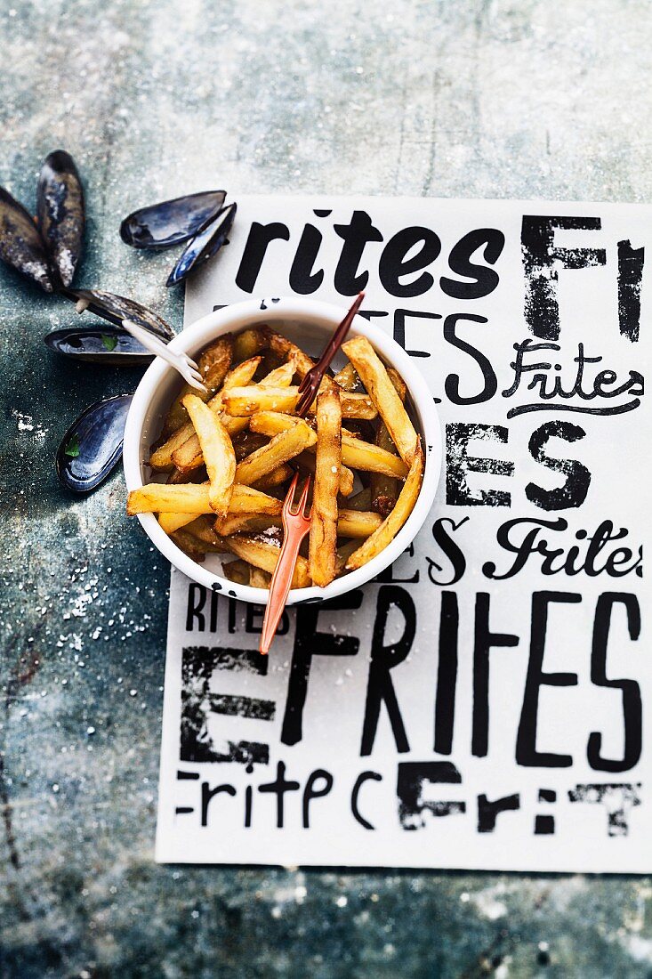 French fries and mussels