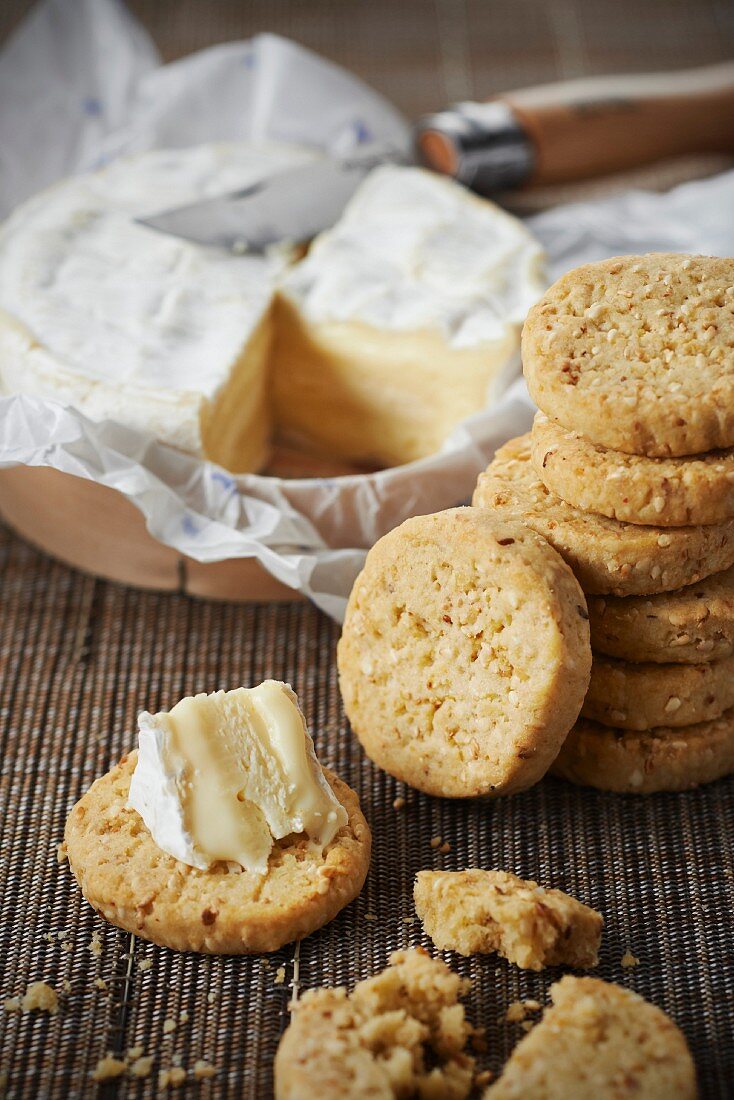 Camembert and sesame seed shortbreads