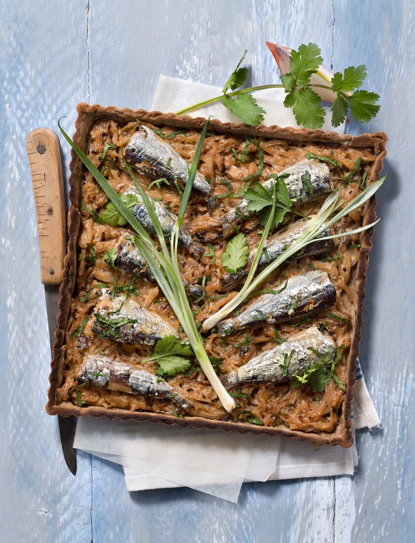 Buckwheat and sardine savoury tart