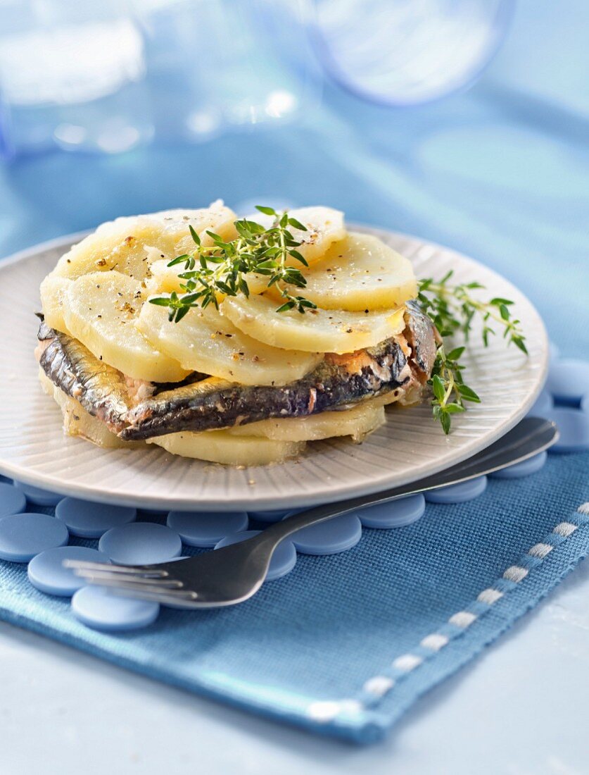 Potato and sardine Mille-feuille
