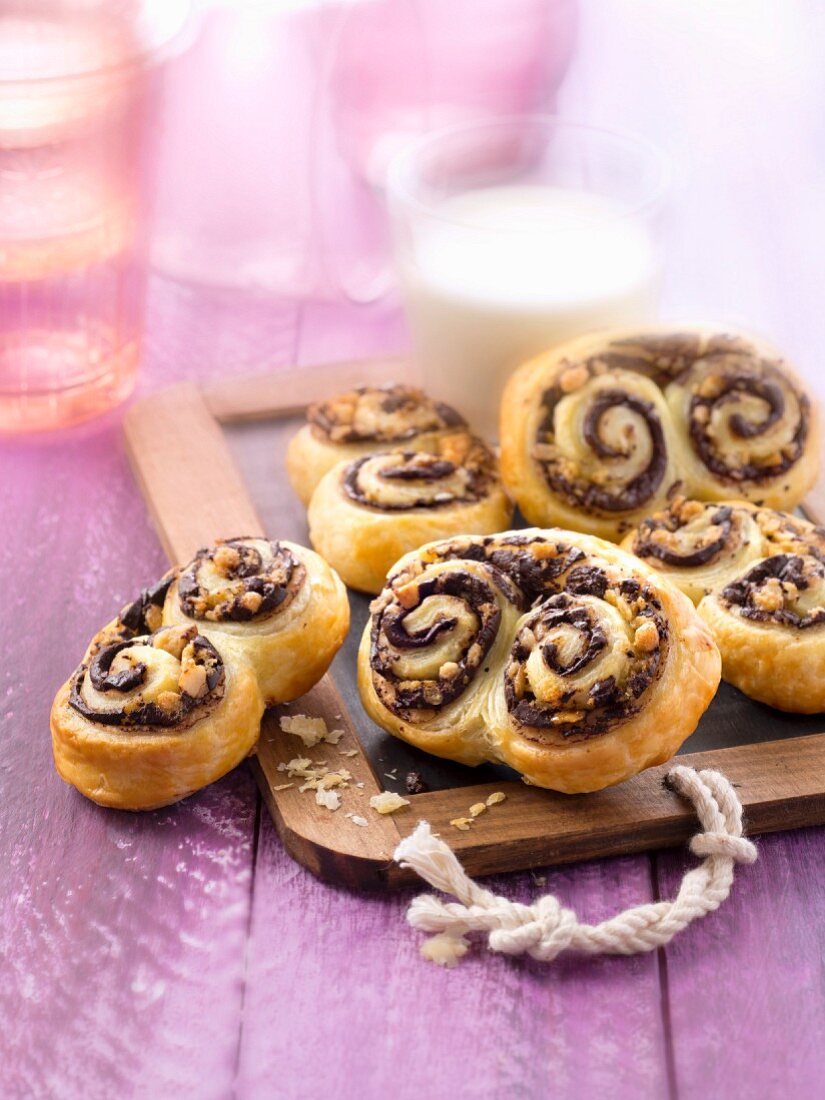 Small chocolate and hazelnut twirls