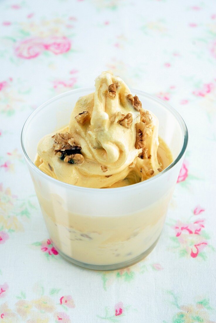 Walnut ice cream sabayon