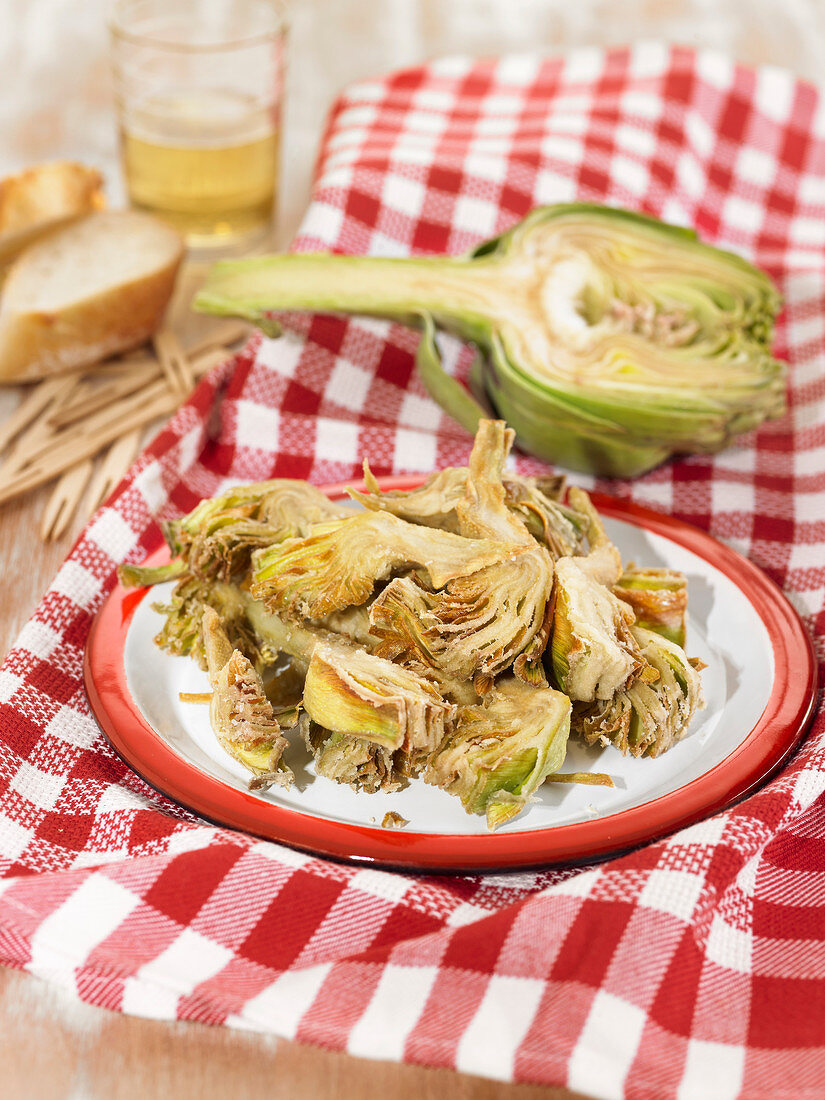 Fried breaded artichokes