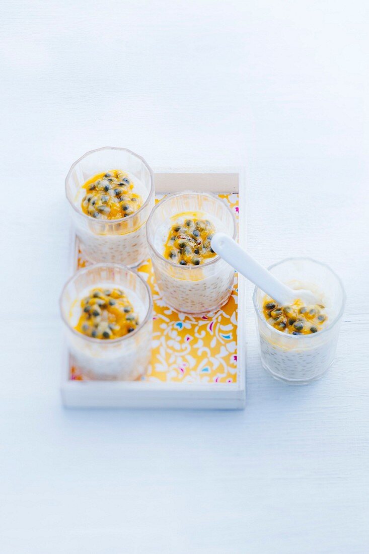 Japanese pearl and passionfruit desserts