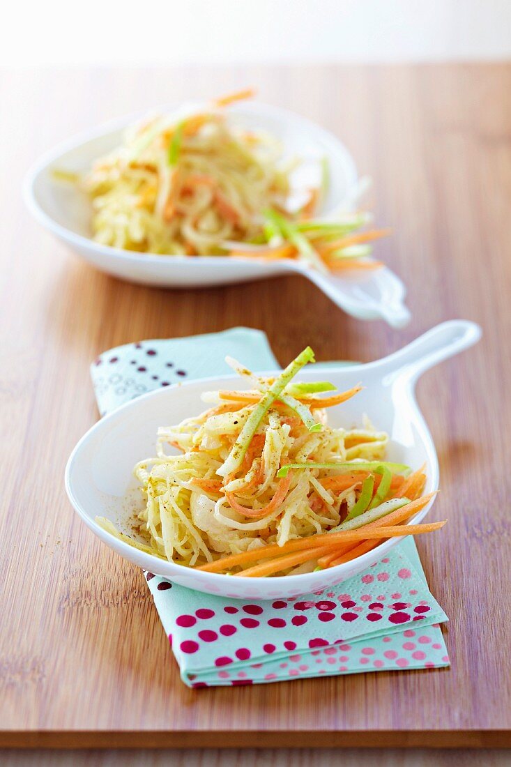 Raw sauerkraut ,carrot and green apple salad