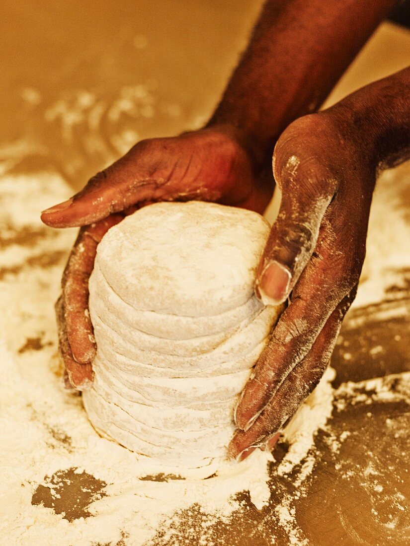 Preparing pitta bread