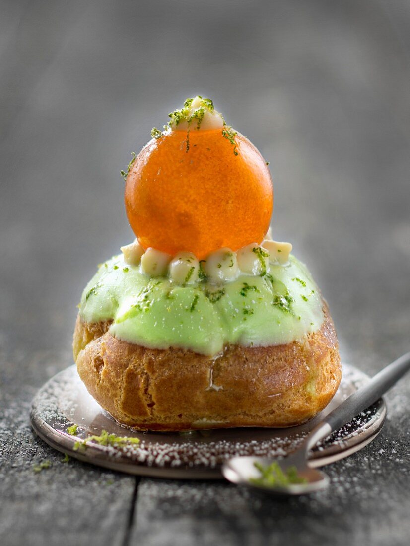 Lime and confit clementine Religieuse
