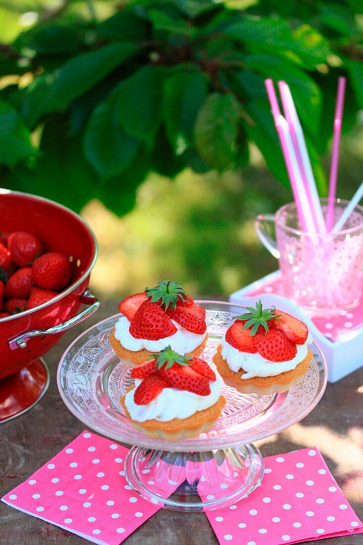 Small creamy strawberry tartlets