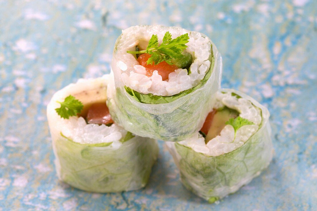 Salmon spring rolls