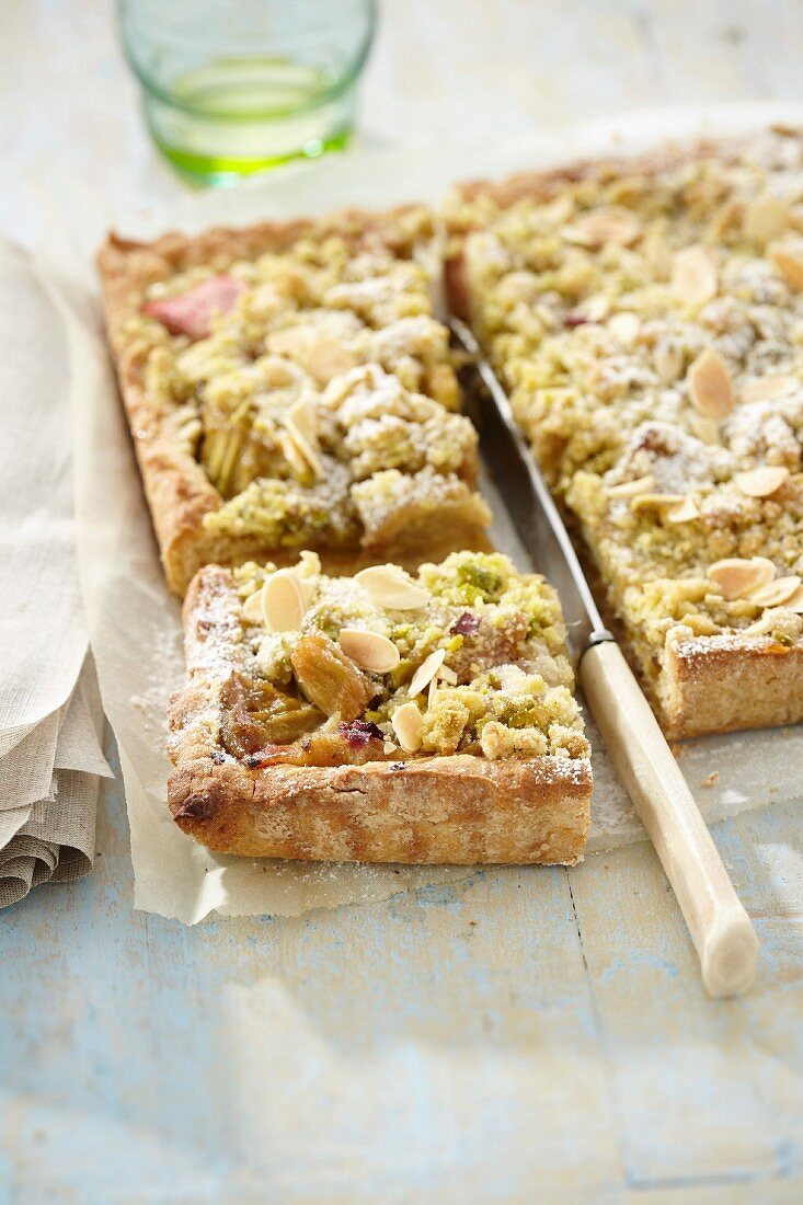 Pistachio and Rhubarb tart