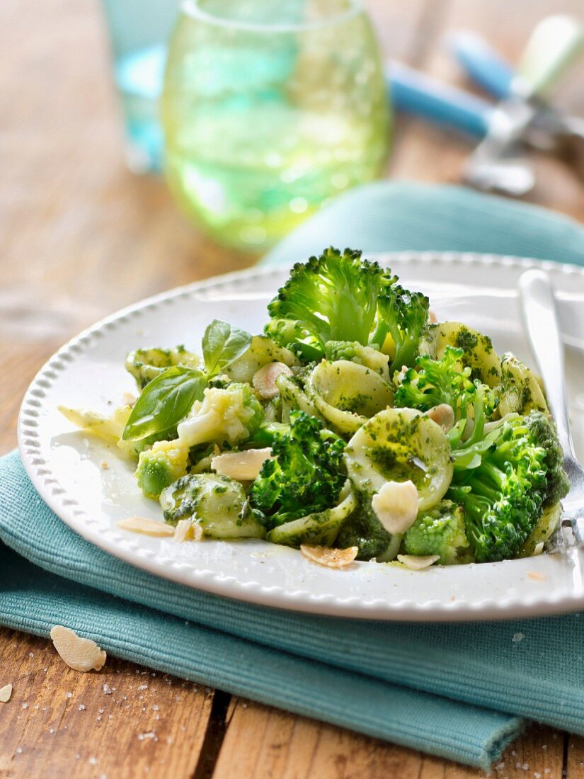 Orecchiette with broccolis,romanesco cabagge and salsa verde with almonds