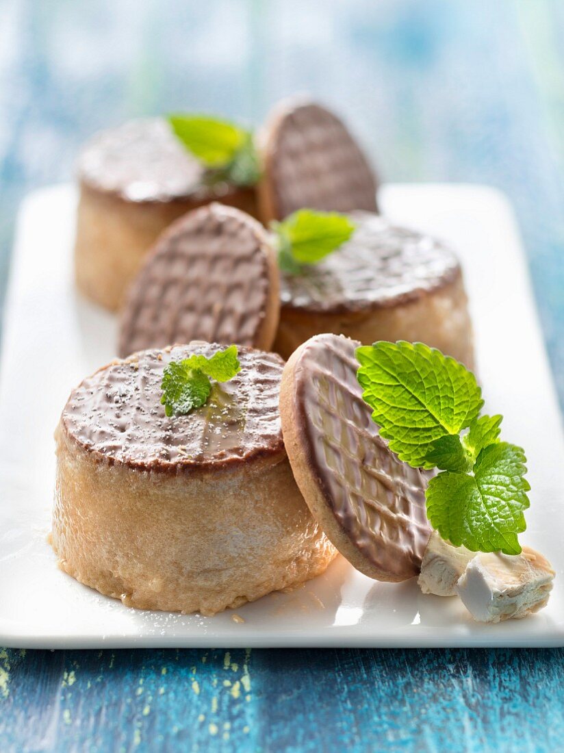 Small ice cream nougats with Granola biscuits