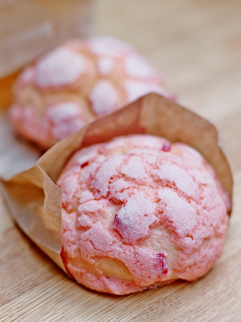 Melon bread and Aki strawberry brioche from a Parisien bakery