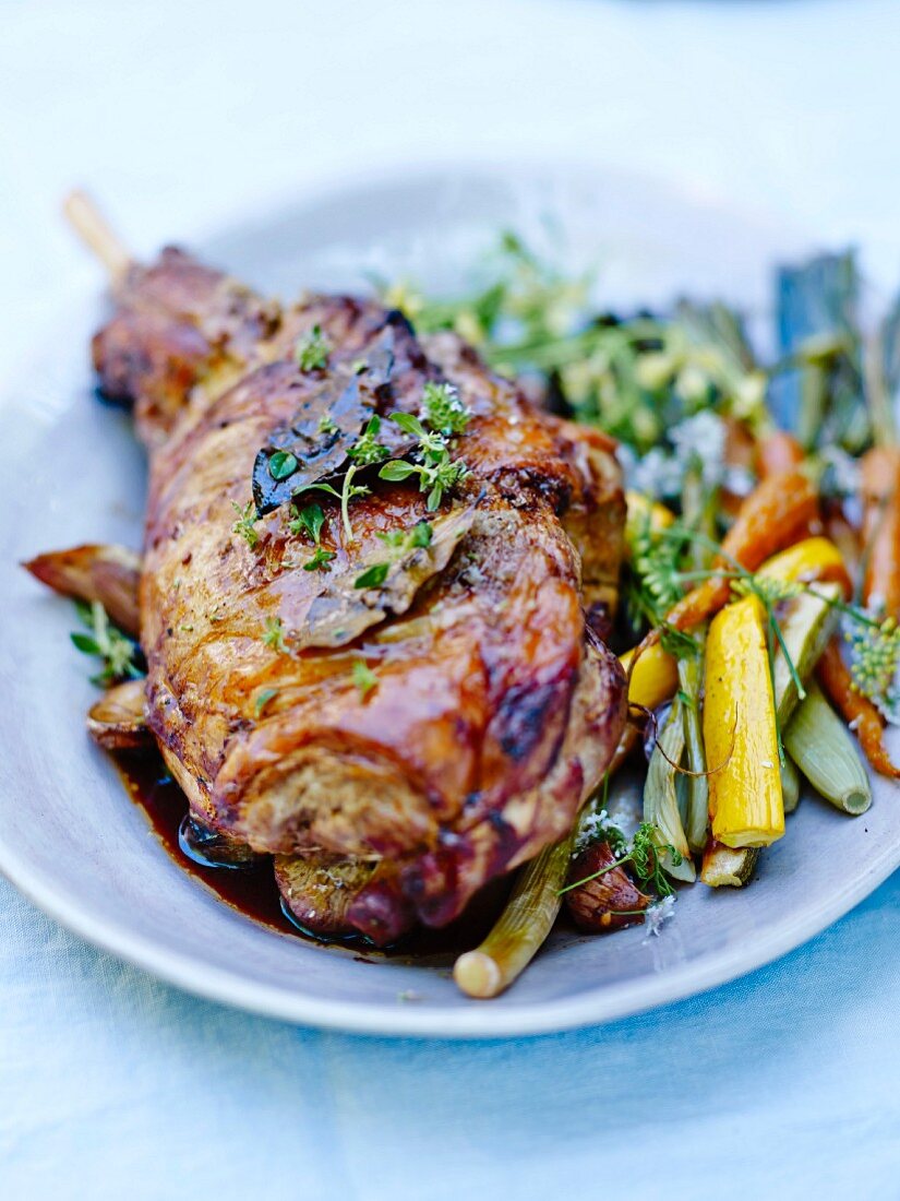 Leg of lamb with tender vegetables