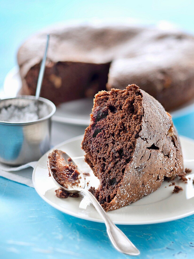 Chocolate cake and squares of nougat