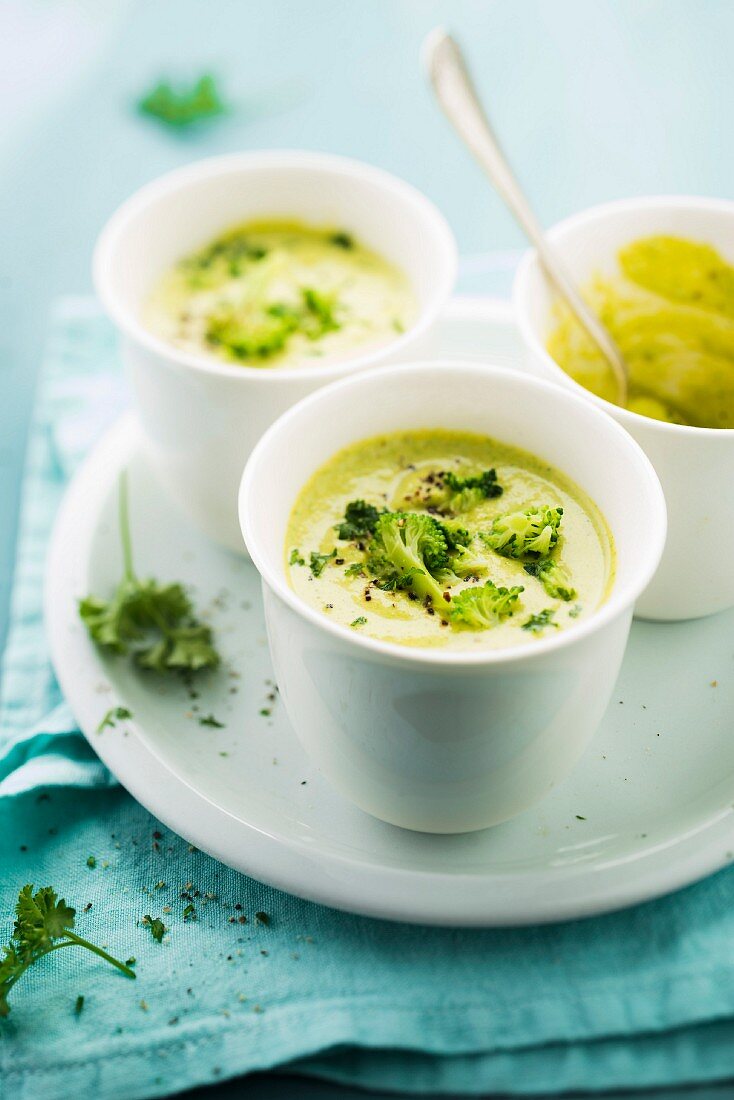 Cream of broccoli soup with coriander