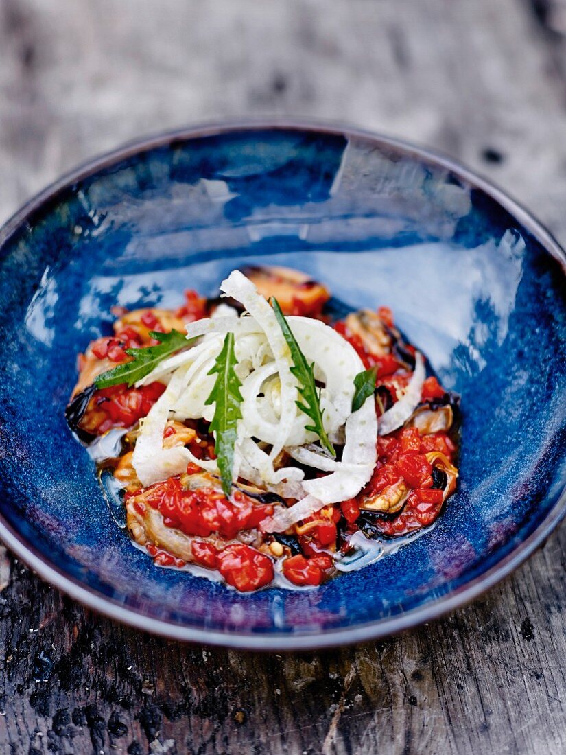 Mussel,tomato and fennel salad