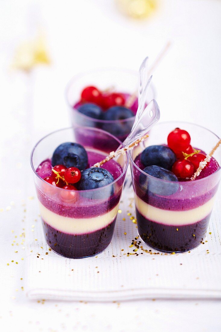 Mixed berry and custard desserts