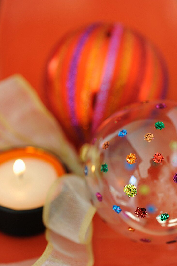 Orange Christmas ball decorations